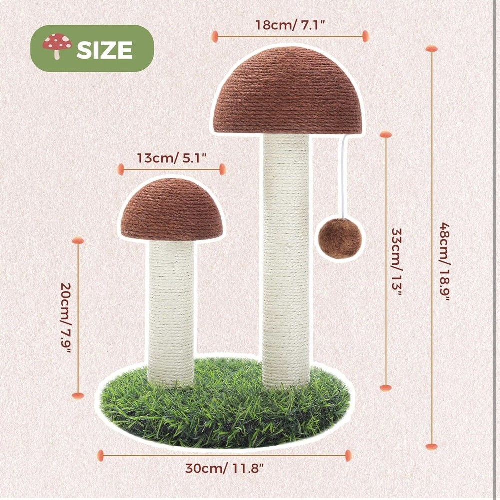 Cat Scratching Post, Mushroom Tall Cat Scratcher Featuring