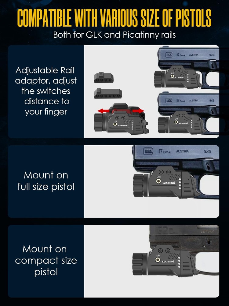 EZAIMING Weapon Light 1000 Lumen Compact Pistol Flashlight only