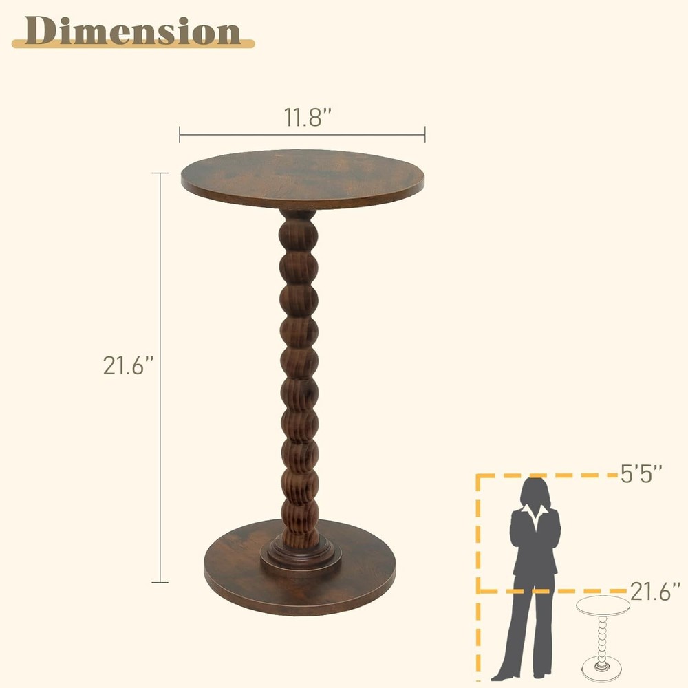 Round Side Table Small Drink Table Small Spaces Modern Accent Nightstand W/