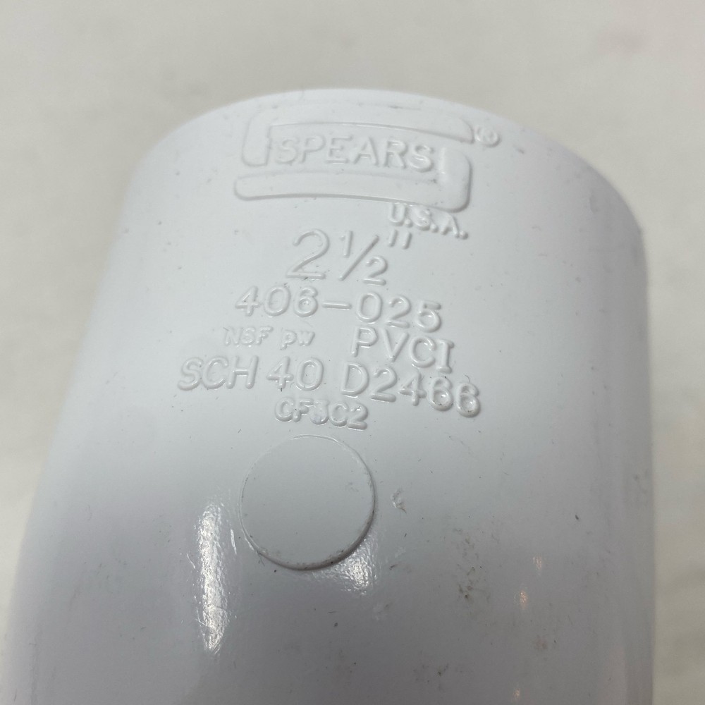 Spears 406-025 PVC 90° Elbow, Sch 40, White, 2-1/2" Socket x Socket