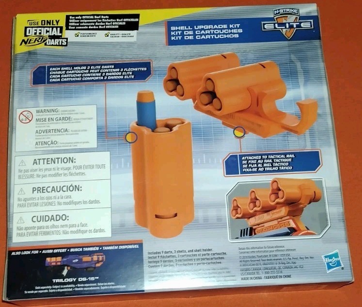 NERF Elite N-Strike Shell Upgrade Kit 3 Shells, 9 Darts, Shell Holder (BUNDLE 3)