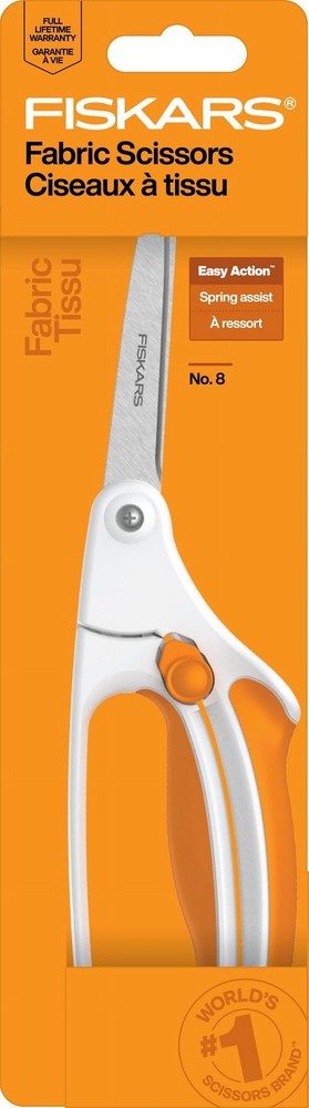 Fiskars 8" Bent Scissors with Premier Easy Action, in White