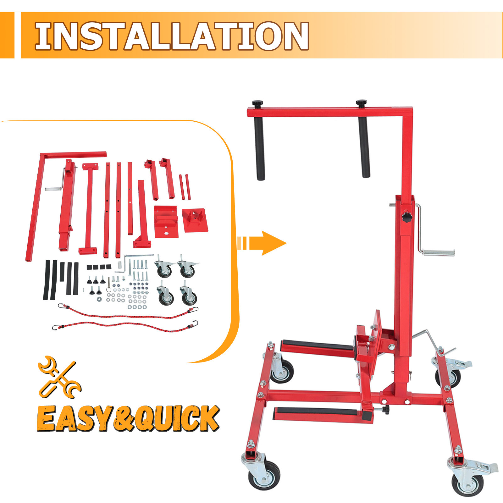 Mechanical Car Door Lift Jack Hydraulic Press and Bumper Handler Stand New Red