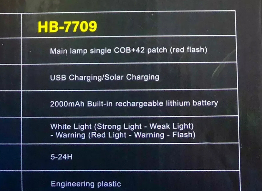 Hurry-bolt multi-function 11” Cob Work Light,5 Mode,solar or usb Charge, w Stand