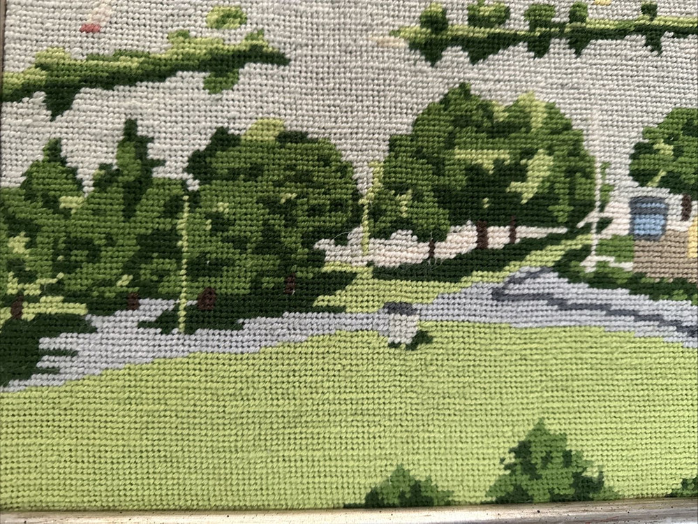 Handmade Framed Needlepoint Hatch Shell Boston 14" X 17"