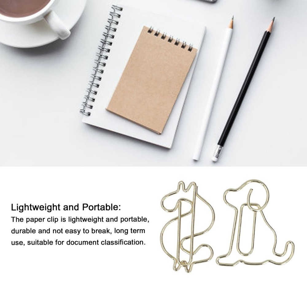 100Pcs Paper Clips Gold Unique Shape Electroplating Process Lightweight Portable