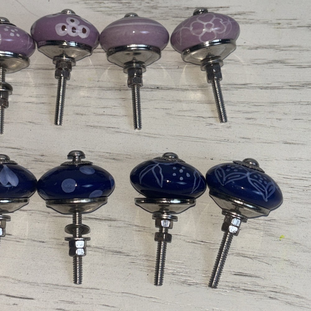 Drawer Cabinet Knobs Ceramic **ONLY LAVENDER AVAILABLE* 1.5" Diameter 2.5" Long