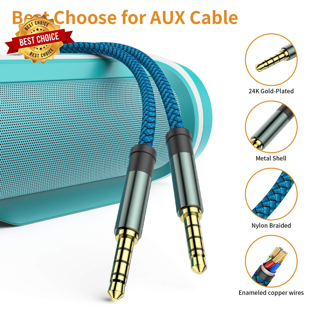 2 Pack TRRS 3.5Mm Audio Cable, 5Ft 4-Conductor (4 Pole) with Mic[Microphone Comp