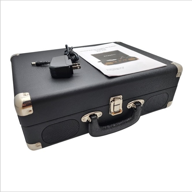 Udreamer Bluetooth Record Player Turntable 3-Speed Suitcase Black Tested NOB