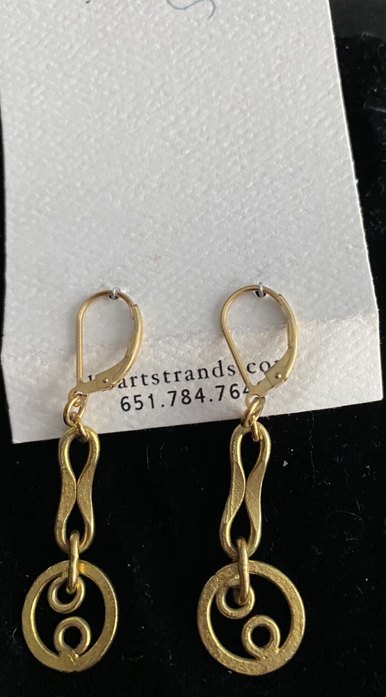 NWT Drop Earrings hand crafted java brass & Gold Fill 2”