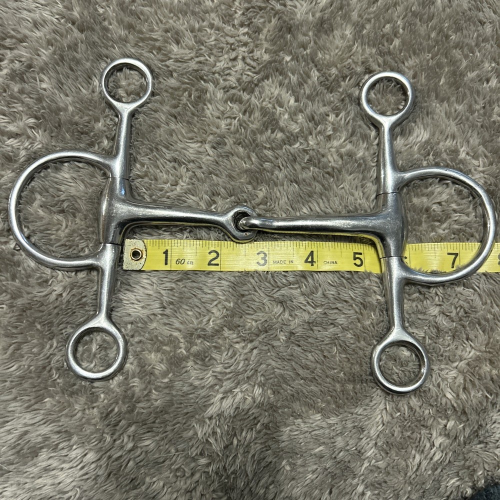 Nice 5-5.25” Single Joint Stainless Steel Elevator Snaffle Bit Soft Leverage EUC