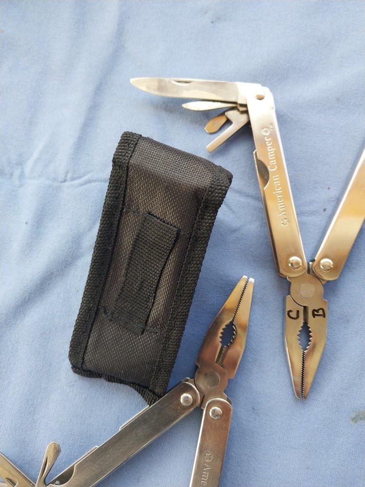 3 American camper multi tool pliers nice measuring screwdrivers