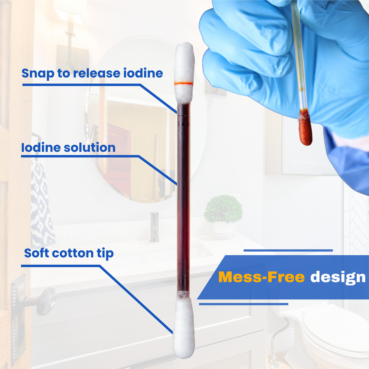 100 Pack Frontline Iodine Swabs Antiseptic Povidone Wound Cleaning Cotton Swabs