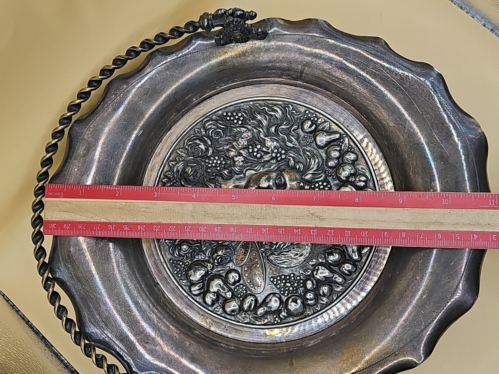 Antique Victorian Tufts Quadruple Plate Silver Brides Basket w Handle Footed