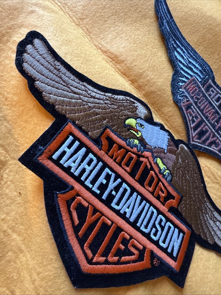 2 Authentic Vtg New Harley-Davidson Patch Wings / eagle Head Down #B