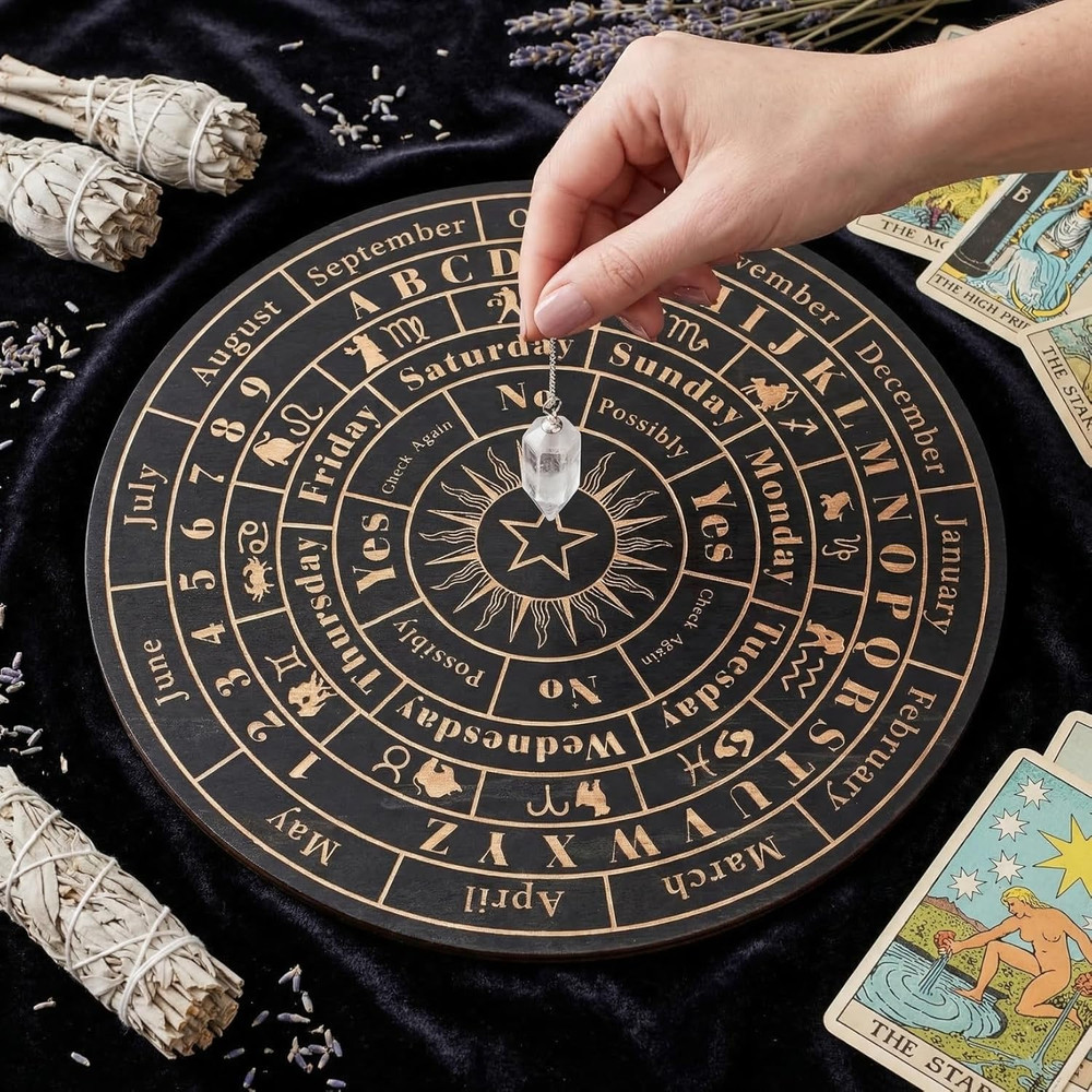 Star Pendulum Board, Large Wooden Dowsing Divination Board, Metaphysical Message