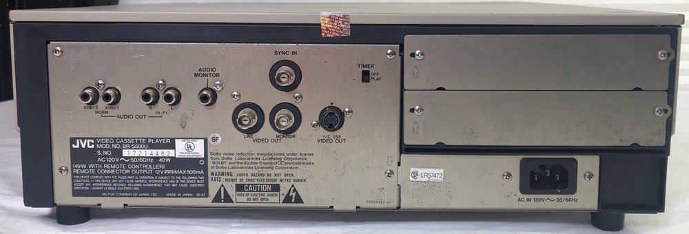 JVC Model BR-S500U Super VCR Player Editing Deck