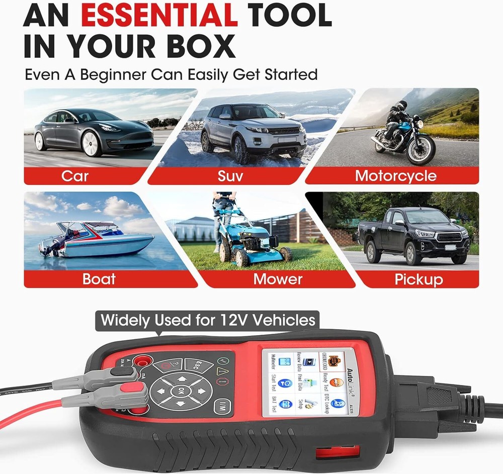 Autel AutoLink AL539B Electrical Battery Tester OBD2 Code Reader Diagnostic Tool