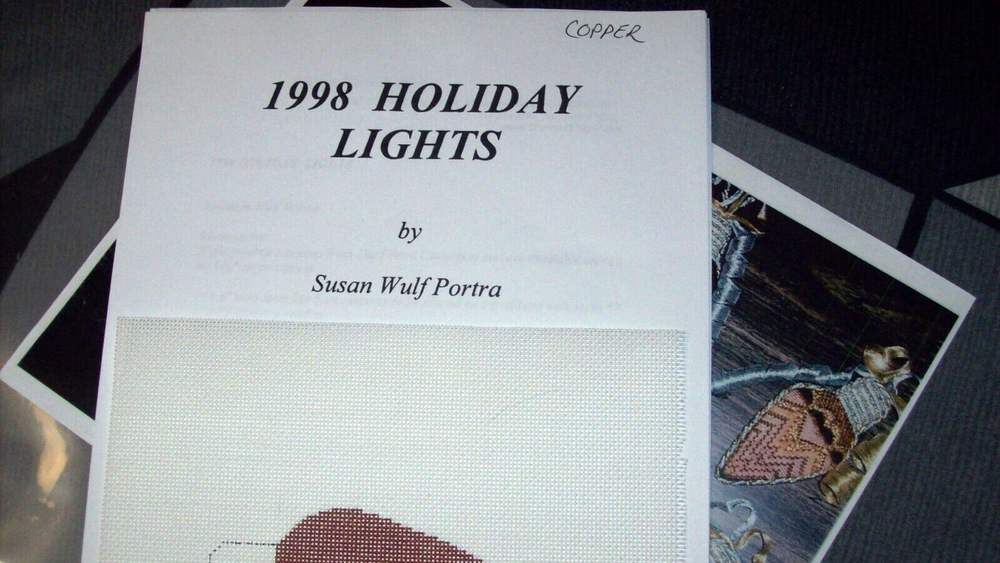 1998 HOLIDAY LIGHT BLUB Hand Painted Needlepoint Canvas w/ Instructions ~ COPPER
