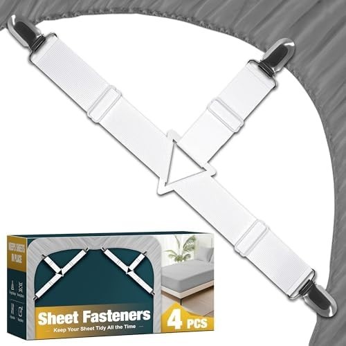 Bed Sheet Holder Straps Adjustable Clips Keep Sheets Tight Wrinkle Free
