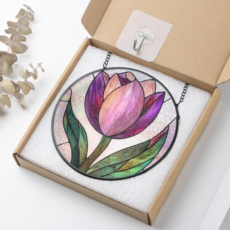 Stained Glass Tulips Suncatcher