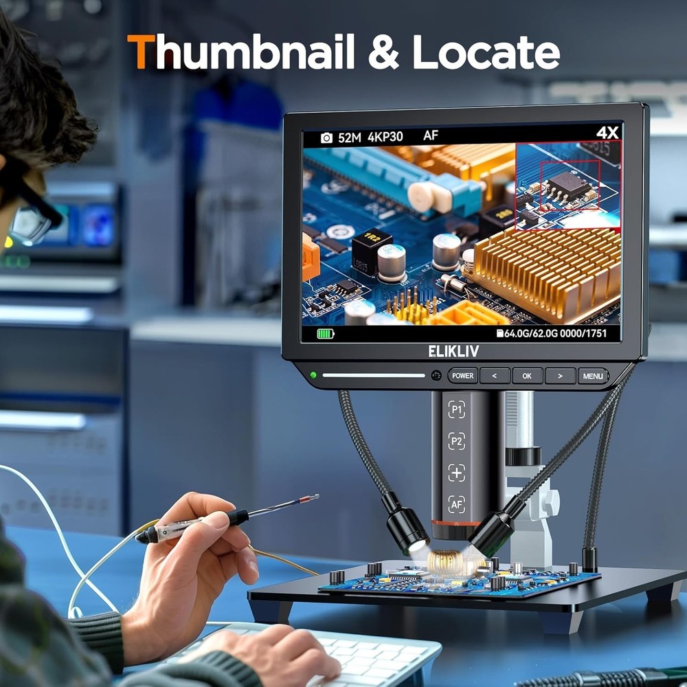 Elegant 4K Autofocus Digital Microscope with 2000X Magnification & 8" IPS Screen