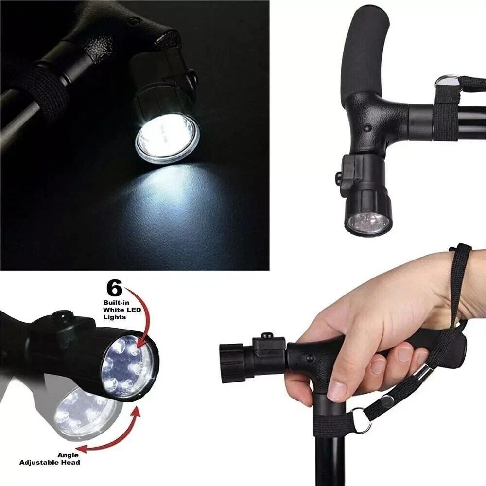 New Folding Walking Cane with LED Light Adjustable Walking Stick
