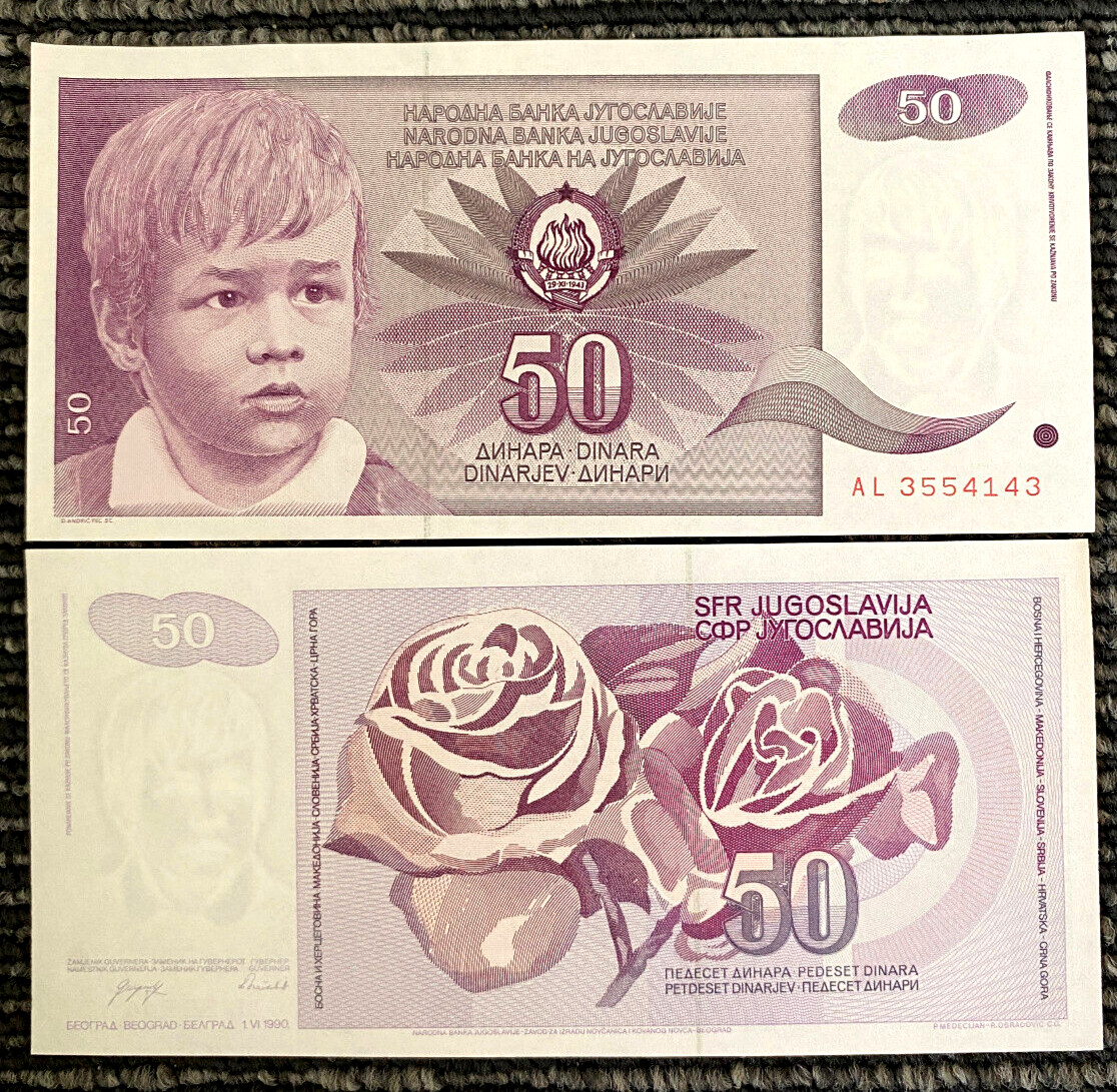 Yugoslavia 50 Dinara Year 1990 Banknote World Paper Money UNC