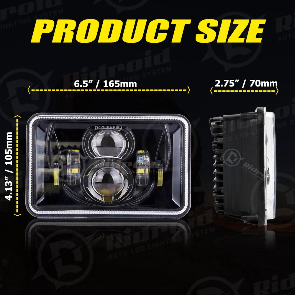 Rectangular 4X6 LED Headlights Approved with High Low Beam H4651 H4652 H4656