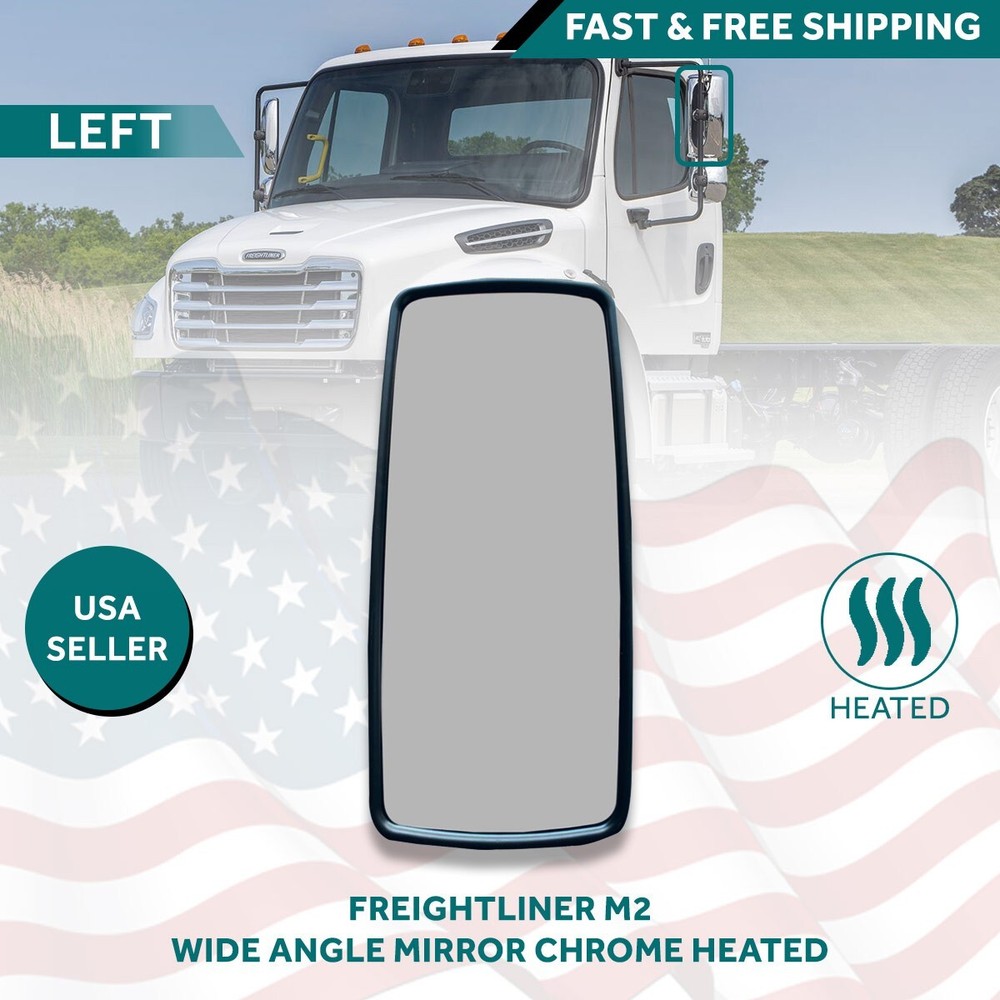 Freightliner M2 Chrome Mirror Assembly Upper Heated Left Right Pair 2006 2018