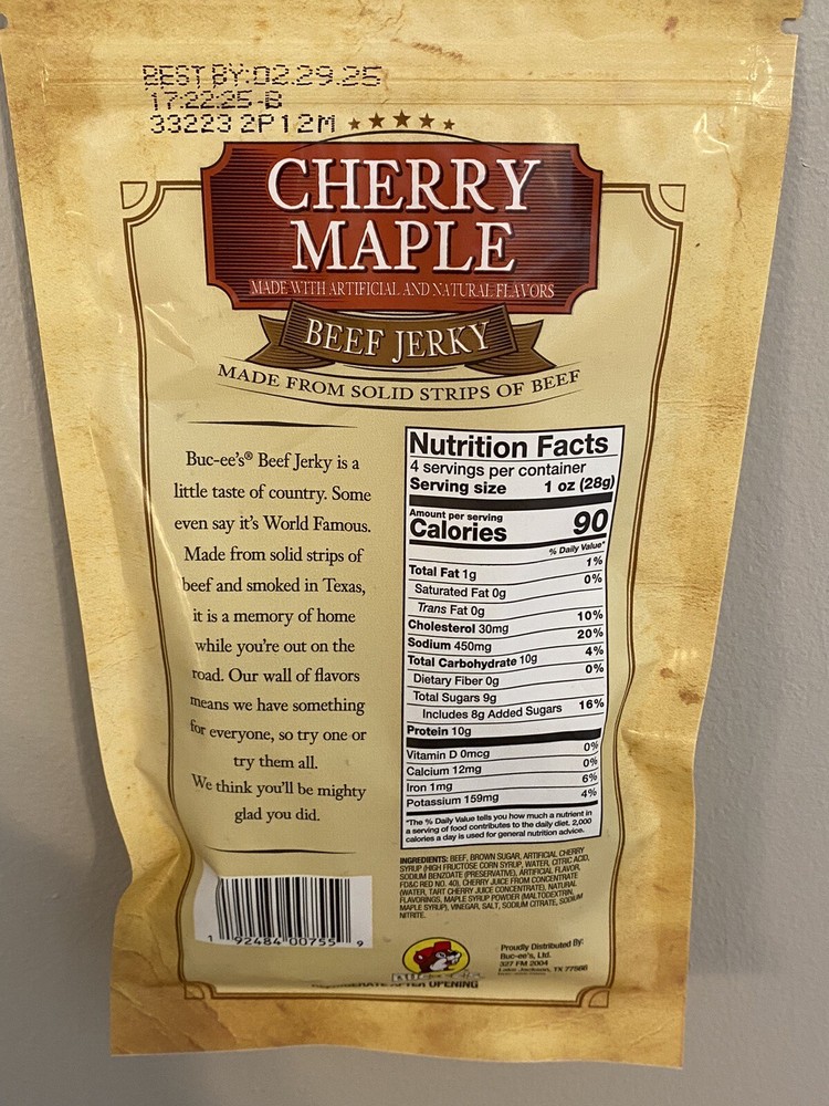Bucees Cherry Maple Beef Jerky 4oz