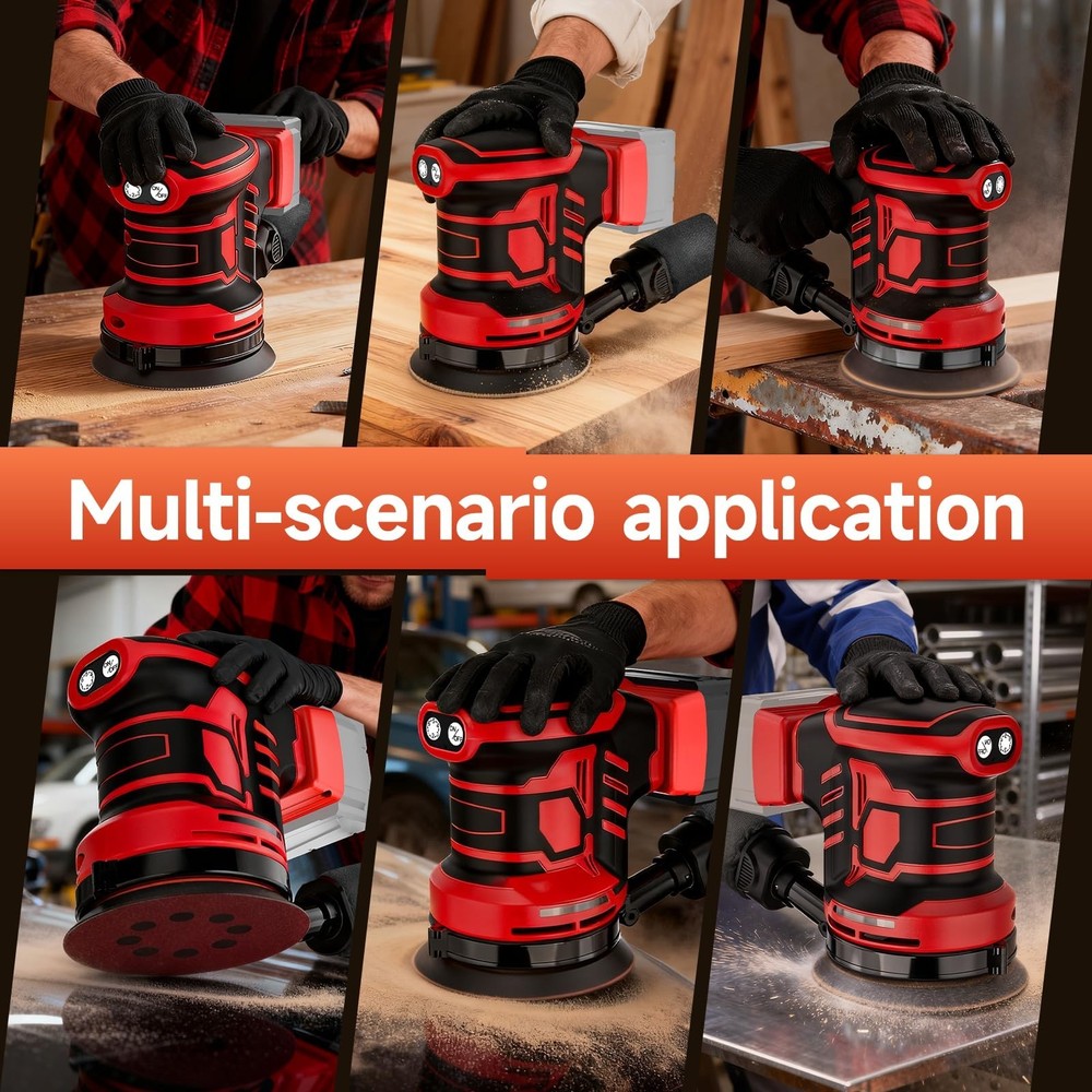 5-Inch Random Orbital Sander, Cordless Sanding Machine Compatible with Milwau...