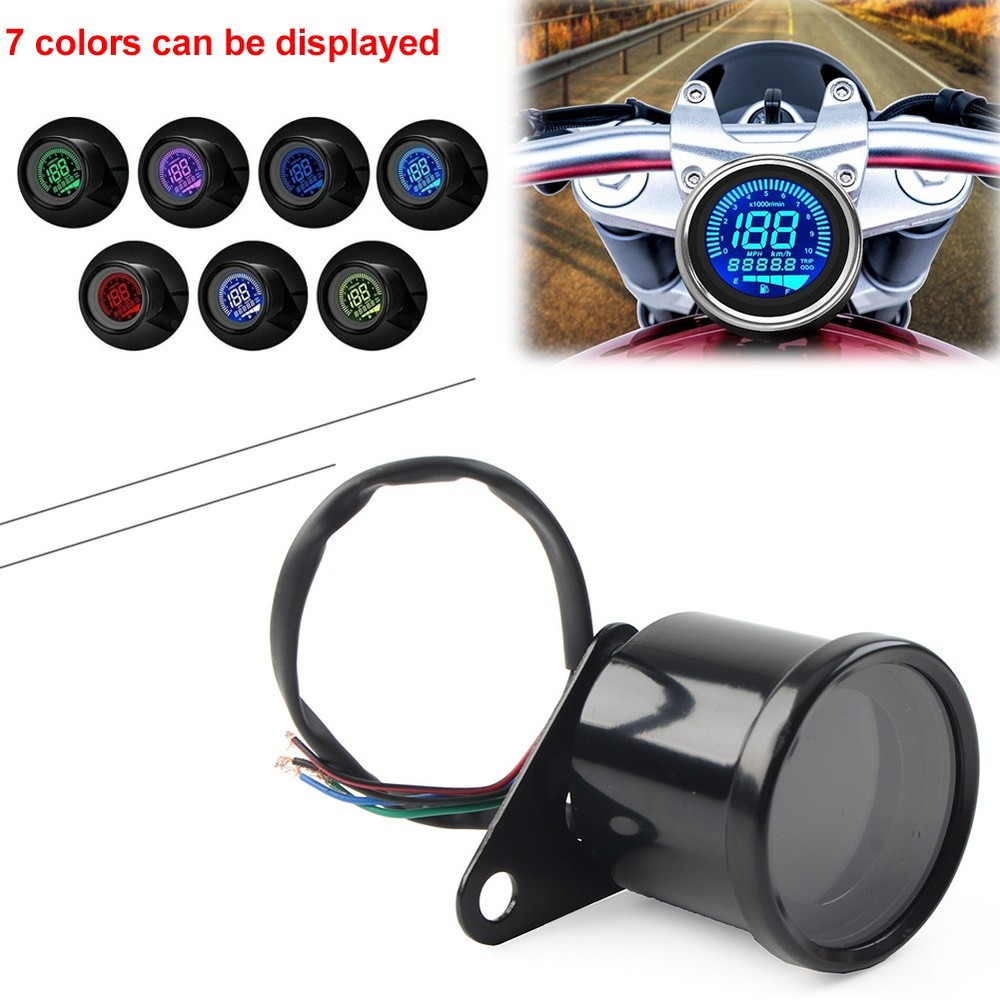 Retro Digital Speedometer LED LCD Odometer Speedometer Fuel Meter 12V