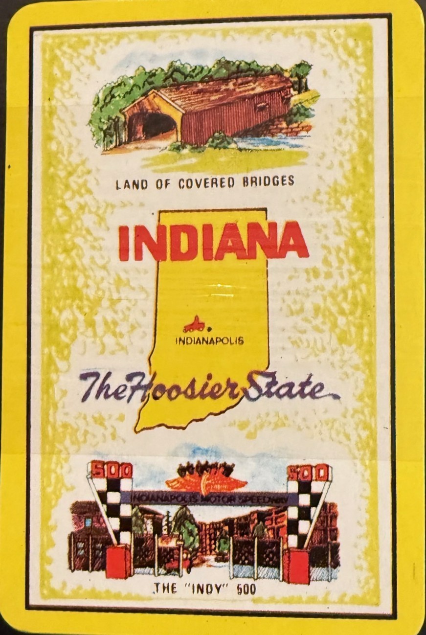 Vintage Souvenir Deck of Indiana Playing Cards in Original Hard Case “NOS”