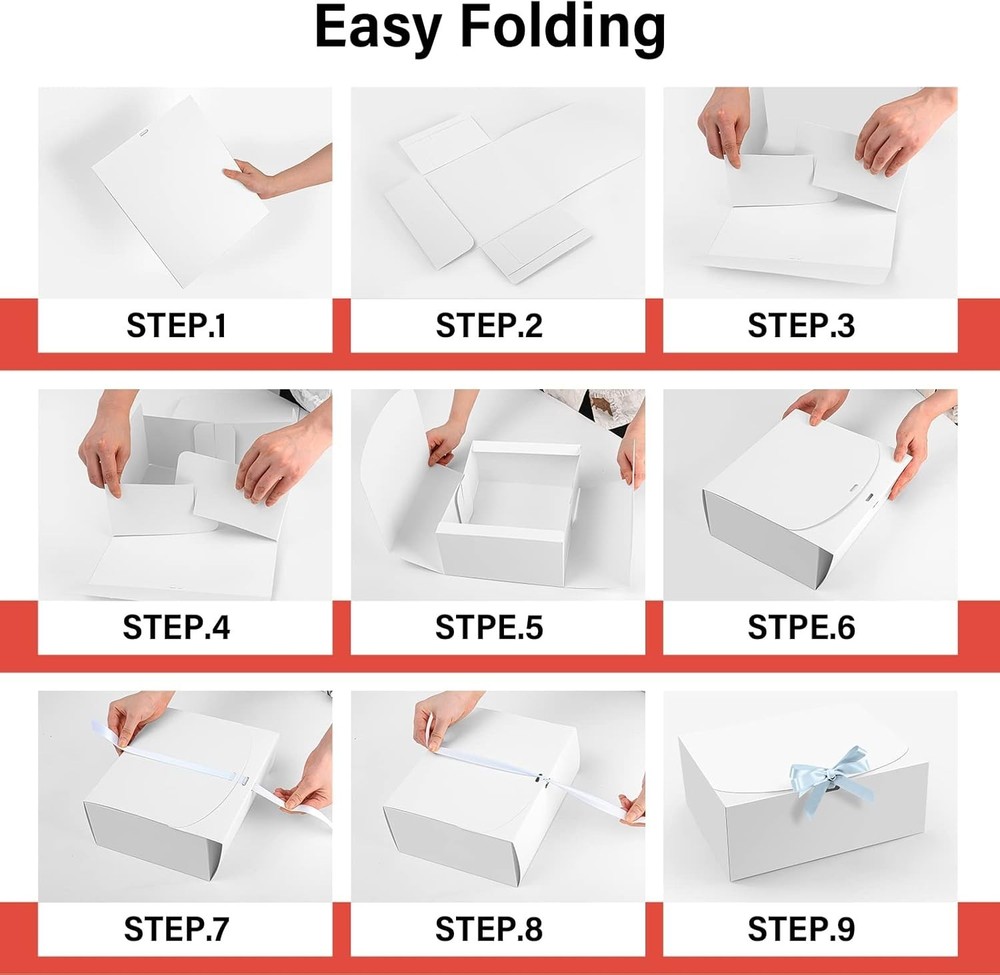 15-Pack Versatile White Gift Boxes with Lids - Easy Assembly & Large Capacity