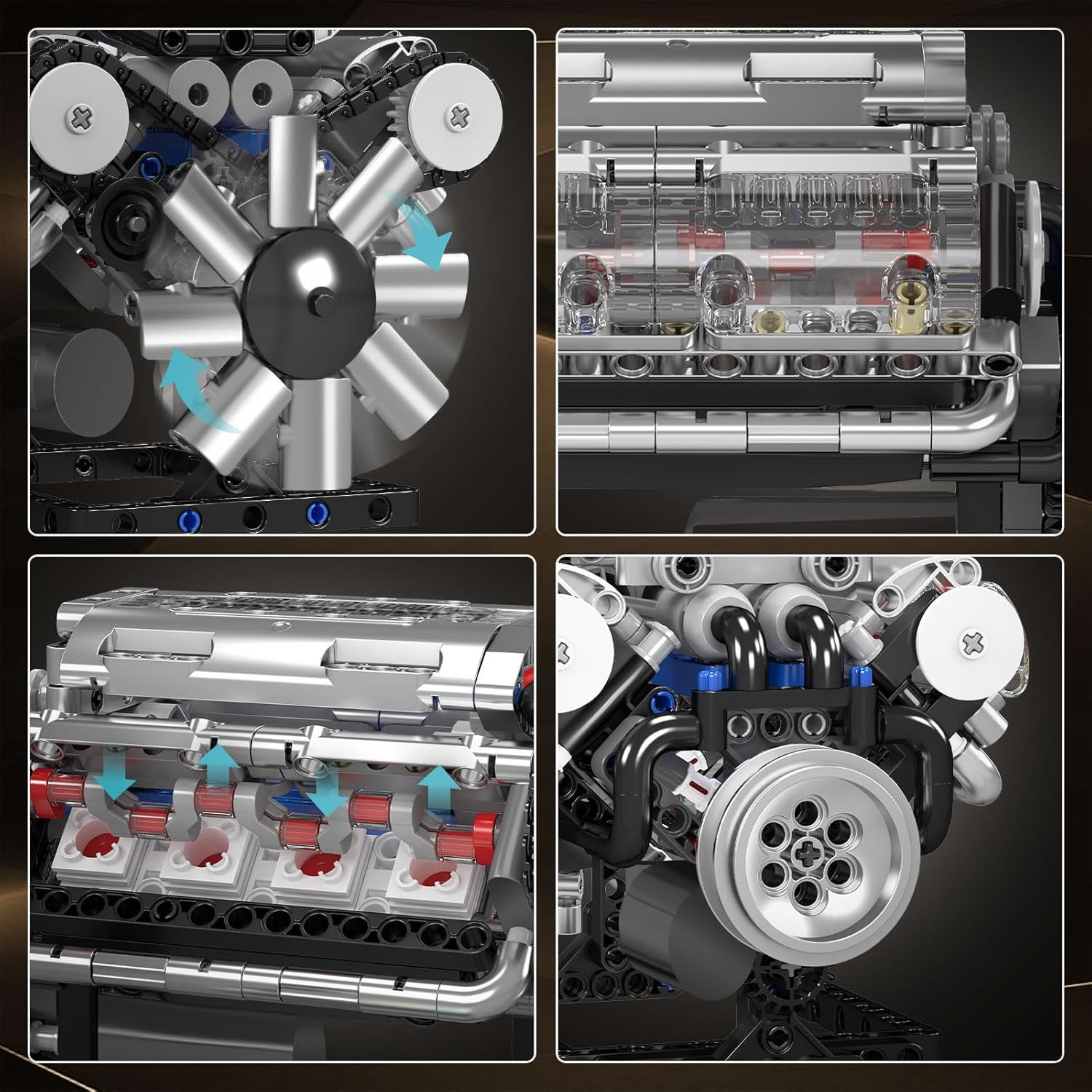 DIY V8 Engine Model Kit for Adults, Working Mechanical STEM Toy 535 Pcs-USA SHIP