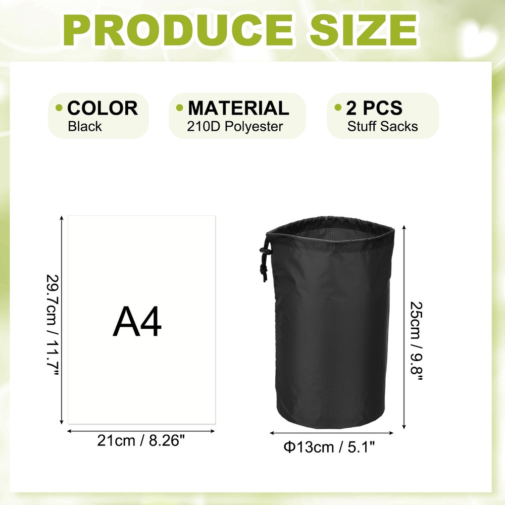 Drawstring Bag, Storage Bags, 5x10" & 2Pcs & Black
