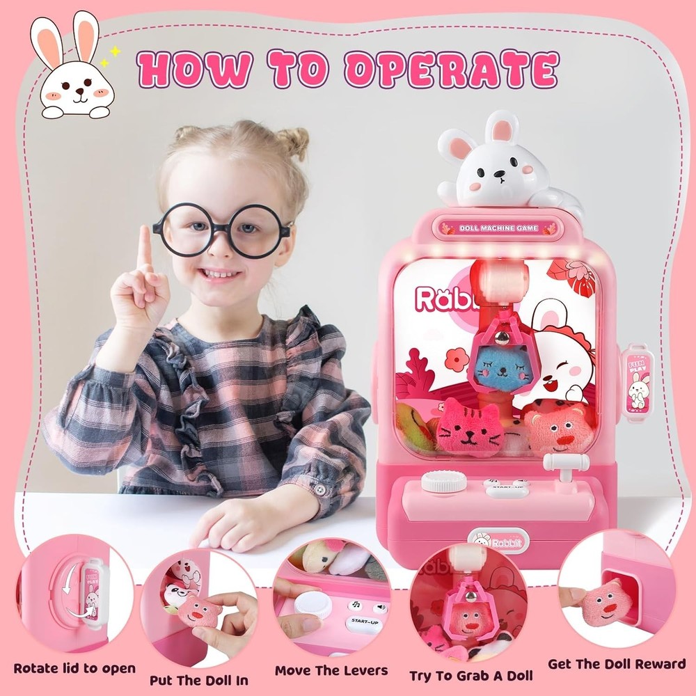 Mini Claw Machine for Kids, Lights & Sounds
