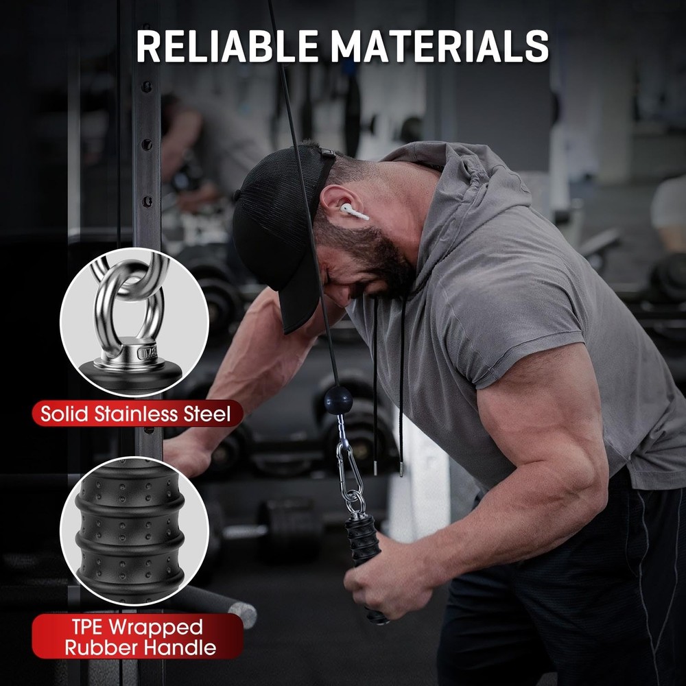 LAT Pulldown Grip Cable Machine Attachment, Triceps Exercise Handle Gym Fitne...