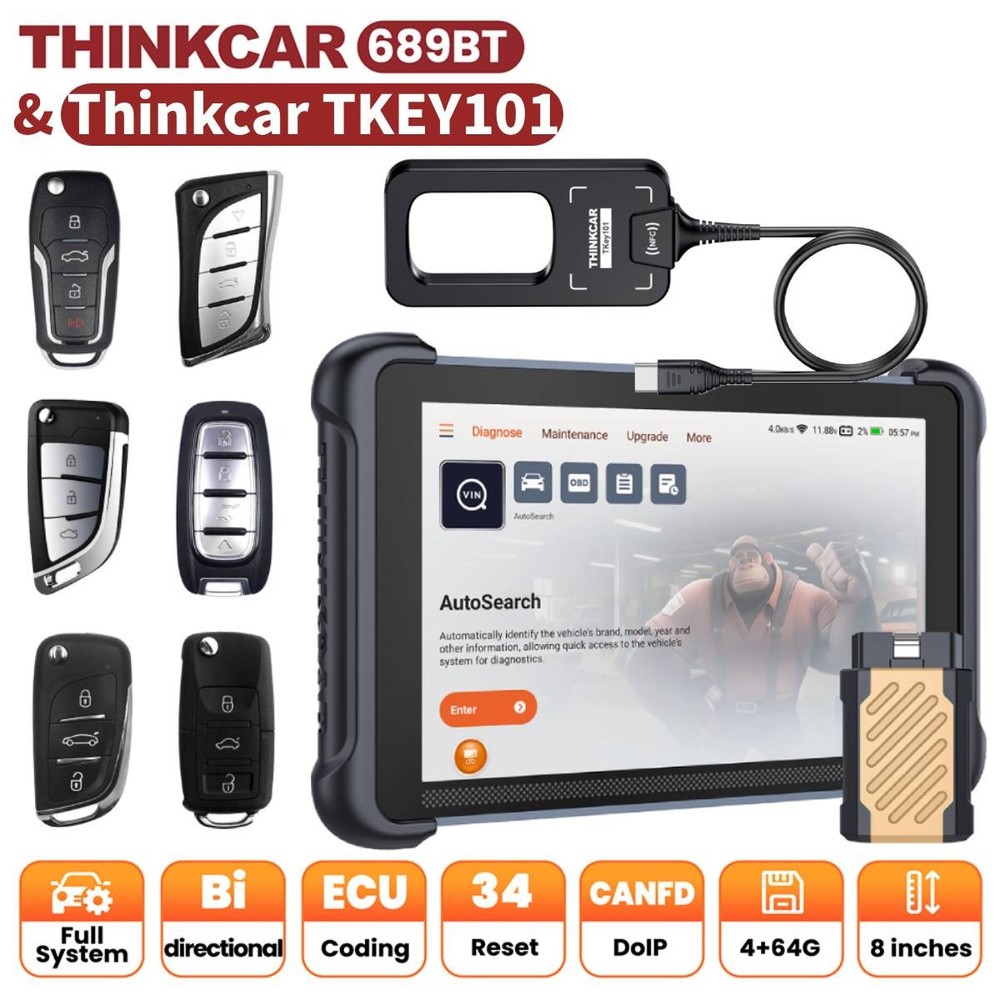 ThinkScan 689BT+Thinkcar TKEY101 Automative OBD2 Scanner Diagnostic Tool Set