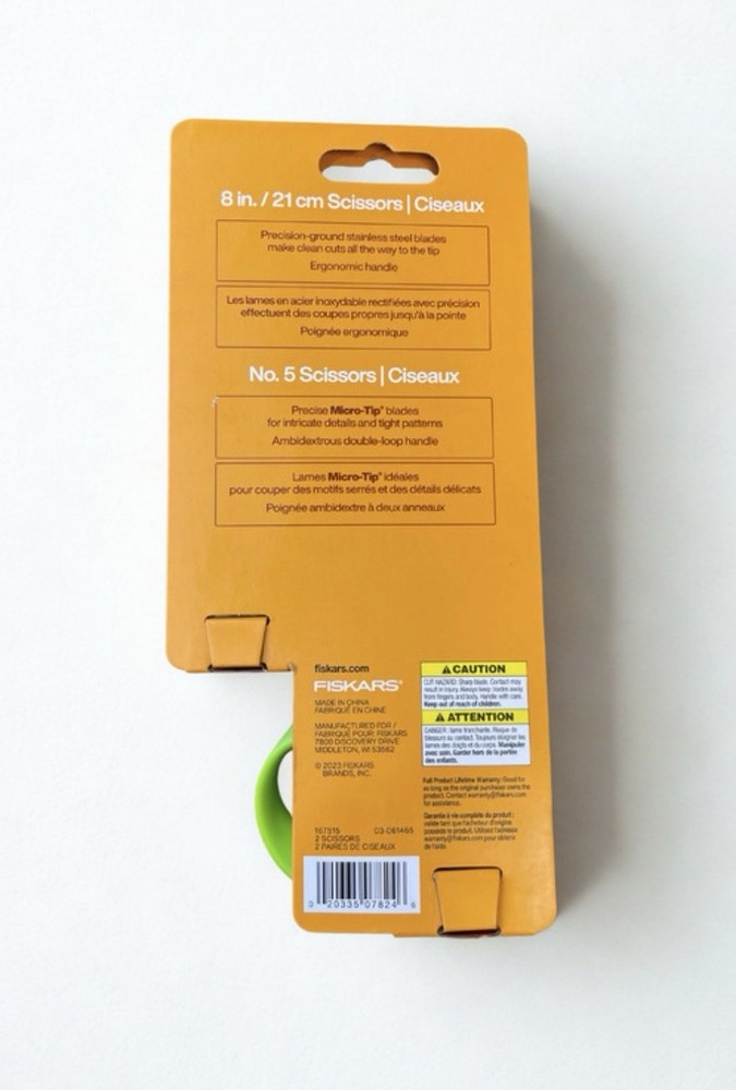Fiskars Pair Scissors Set 5" Micro Tip & 8" Stainless Steel Scissors NEW