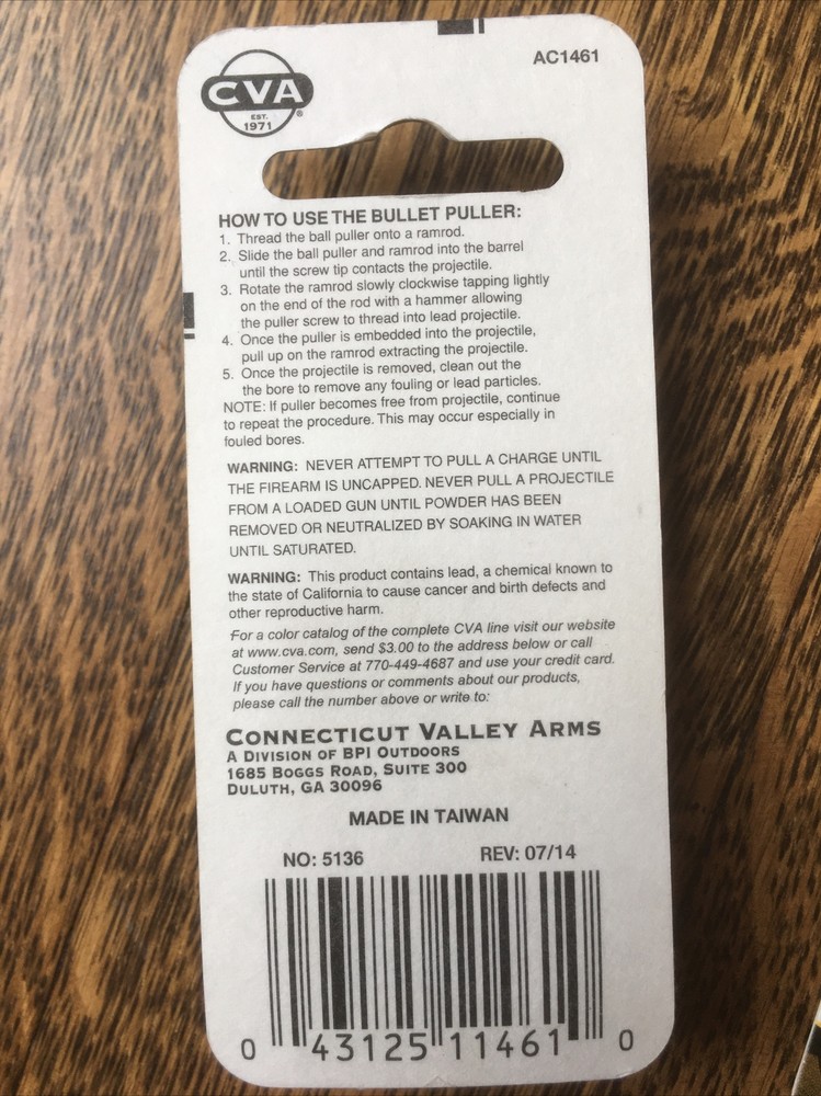 CVA AC1461 Muzzleloader Black Powder Bullet Puller