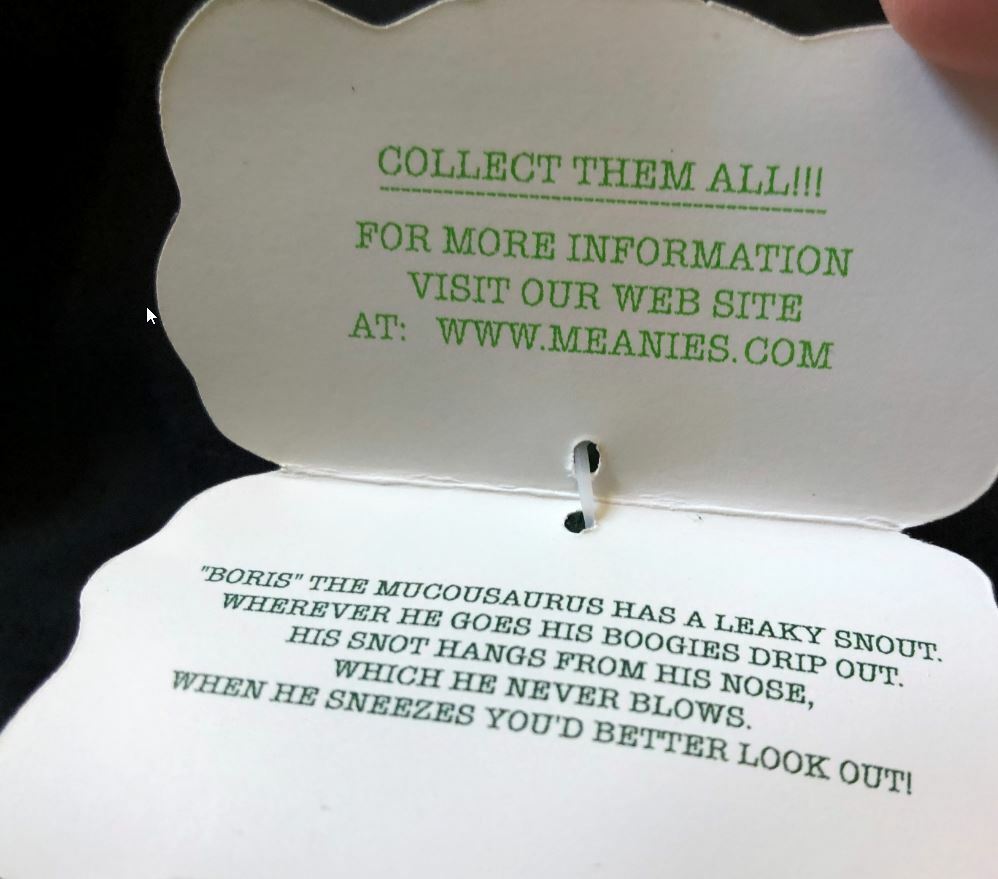 Boris the Mucousaurus Series 1 Meanie with Tag Plush Version