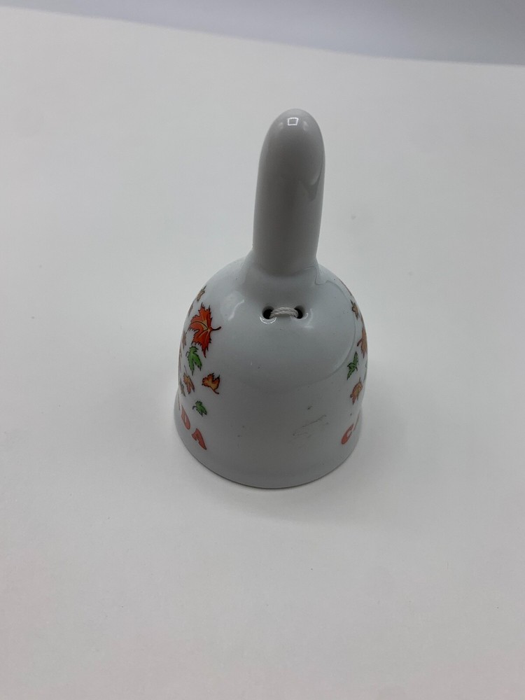 Canada Leafs White Ceramic Bell 3" Tall