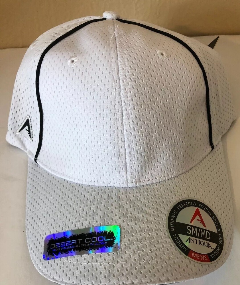 Antigua Plain Golf Hat White Sm/Med Technical Fit Motion Hat Desert Technology