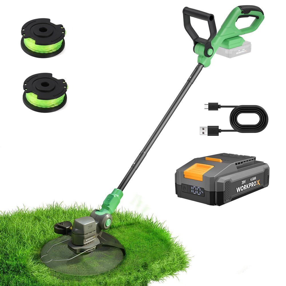 WORKPROX 20V Cordless String Trimmer Grass Cutter Auto Line Feed 2PCS Spool Line