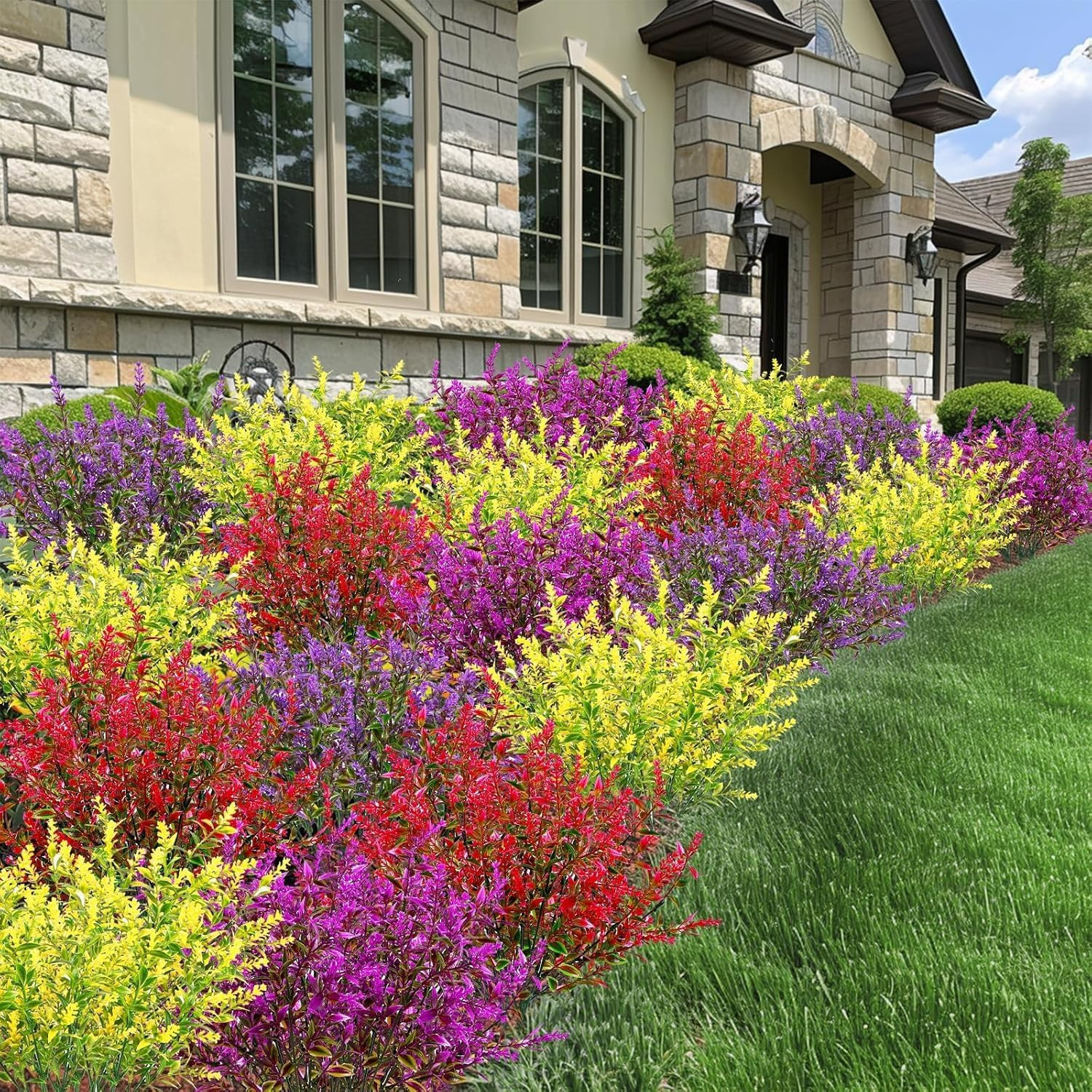 Artificial Outdoor Faux Lavender Flowers, UV Resistant, 20 Bundles