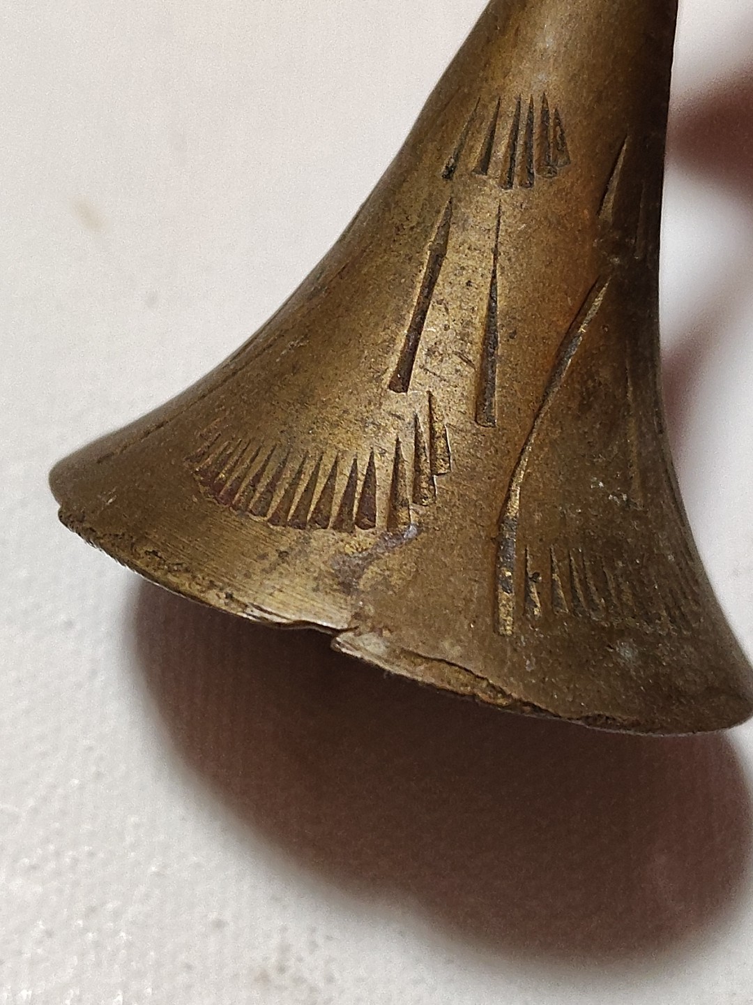 Vintage 3-1/2” Etched Brass Trumpet Bell - Made In India