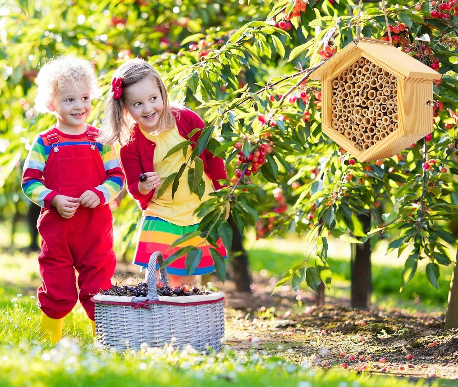 Sturdy Handmade Bee Hotel - Attract Butterflies & Enhance Your Garden's Beauty