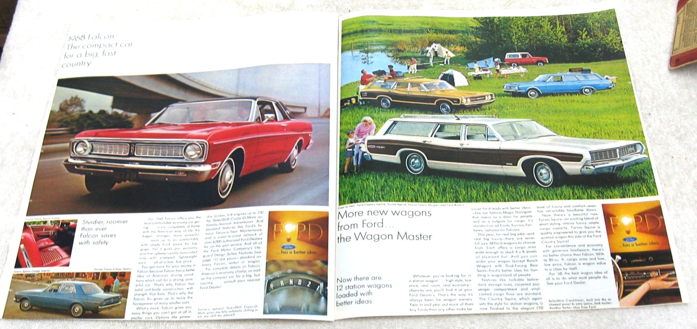 VINTAGE 1968 FORD 500 MUSTANG TBIRD FALCON LTD LX TORINO BROCHURE